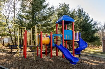 A colorful playground in a park